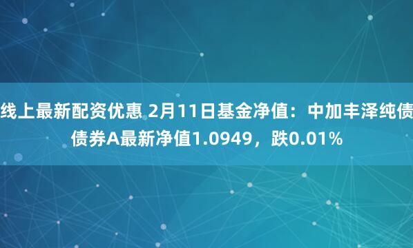 线上最新配资优惠 2月11日基金净值：中加丰泽纯债债券A最新净值1.0949，跌0.01%