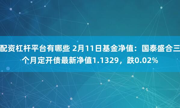 配资杠杆平台有哪些 2月11日基金净值：国泰盛合三个月定开债最新净值1.1329，跌0.02%