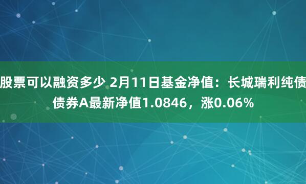 股票可以融资多少 2月11日基金净值：长城瑞利纯债债券A最新净值1.0846，涨0.06%