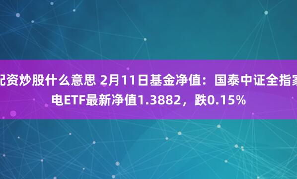 配资炒股什么意思 2月11日基金净值：国泰中证全指家电ETF最新净值1.3882，跌0.15%