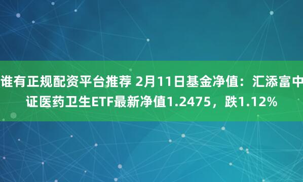 谁有正规配资平台推荐 2月11日基金净值：汇添富中证医药卫生ETF最新净值1.2475，跌1.12%