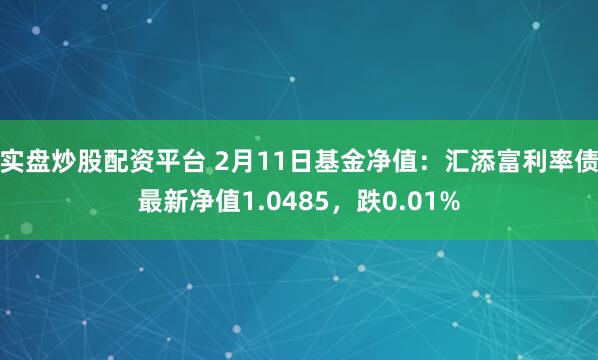 实盘炒股配资平台 2月11日基金净值：汇添富利率债最新净值1.0485，跌0.01%