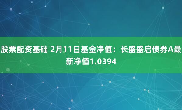 股票配资基础 2月11日基金净值：长盛盛启债券A最新净值1.0394