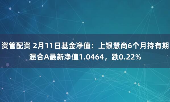 资管配资 2月11日基金净值：上银慧尚6个月持有期混合A最新净值1.0464，跌0.22%