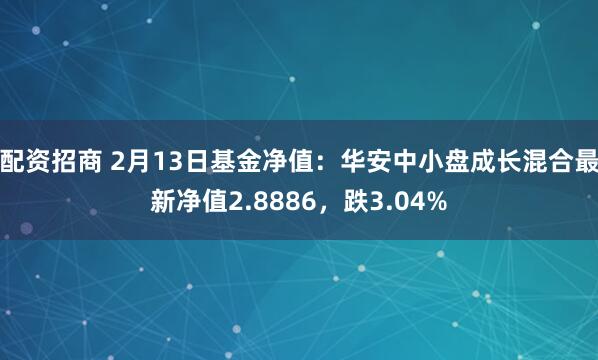 配资招商 2月13日基金净值：华安中小盘成长混合最新净值2.8886，跌3.04%