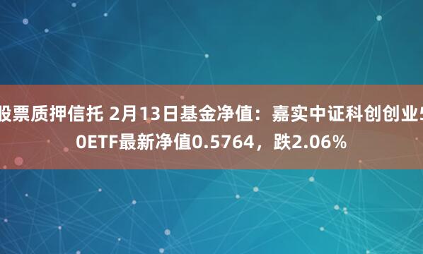 股票质押信托 2月13日基金净值：嘉实中证科创创业50ETF最新净值0.5764，跌2.06%