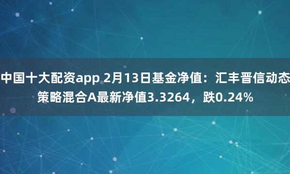 中国十大配资app 2月13日基金净值：汇丰晋信动态策略混合A最新净值3.3264，跌0.24%