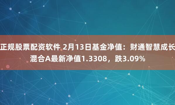 正规股票配资软件 2月13日基金净值：财通智慧成长混合A最新净值1.3308，跌3.09%