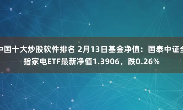 中国十大炒股软件排名 2月13日基金净值：国泰中证全指家电ETF最新净值1.3906，跌0.26%